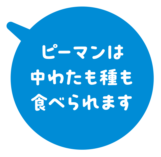 ピーマンは中わたも種も食べられます